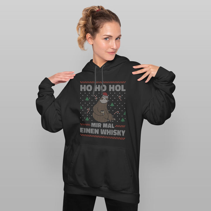 HO HO Hol mir ein Whiskey Hoodie – Lustiges Weihnachts-Faultier-Design | Witziges Geschenk für Whiskey-Liebhaber zur Weihnachtszeit