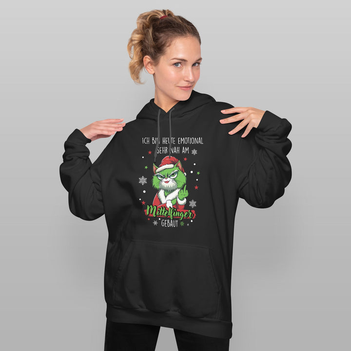 Ich bin heute emotional sehr nah am Mittelfinger Hoodie – Lustiges Katzen-Design | Witziges Geschenk für Humorvolle
