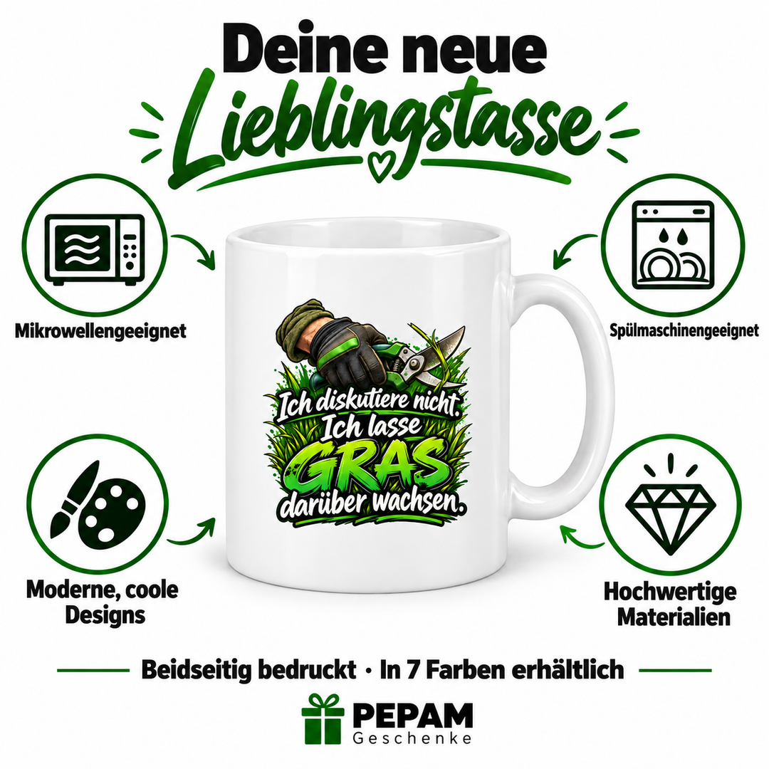 Gärtner-Tasse – Vorteile, beidseitiger Druck und 7 Farben