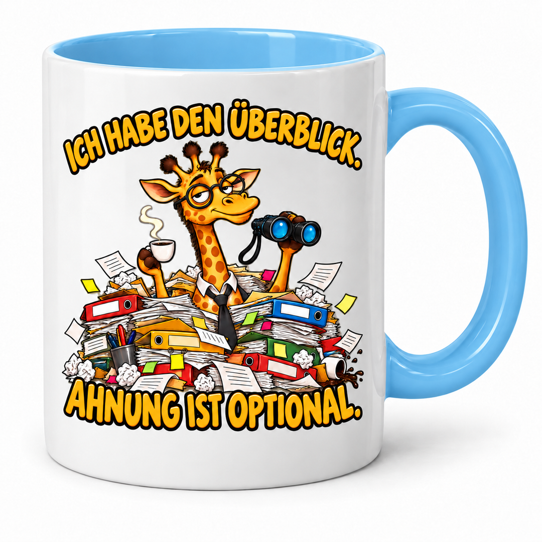 Giraffen-Tasse in Blau – Ich habe den Überblick