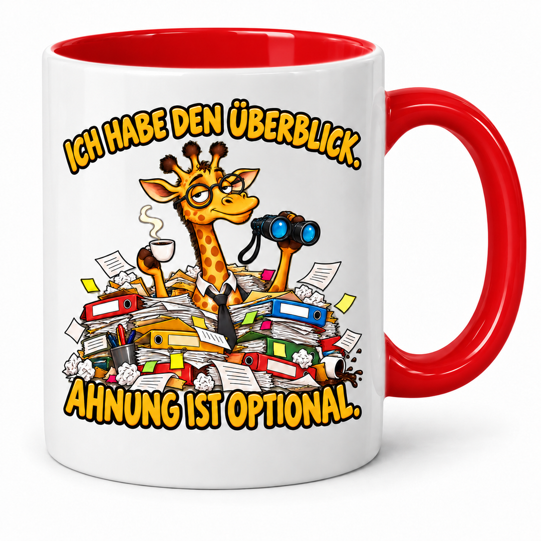 Giraffen-Tasse in Rot – Ich habe den Überblick