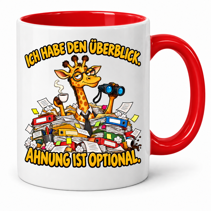 Giraffen-Tasse in Rot – Ich habe den Überblick