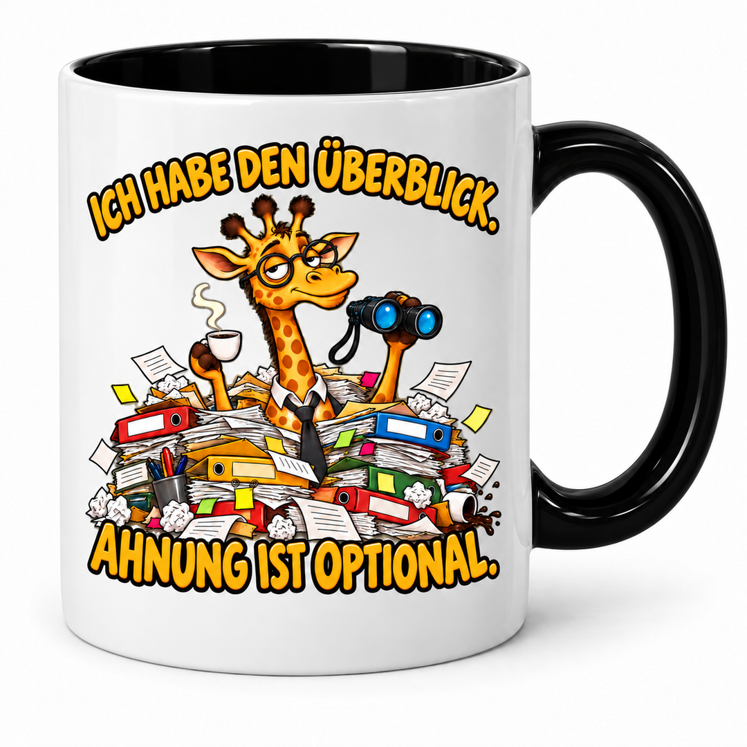 Giraffen-Tasse in Schwarz – Ich habe den Überblick