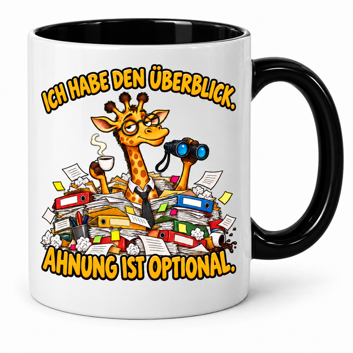 Giraffen-Tasse in Schwarz – Ich habe den Überblick