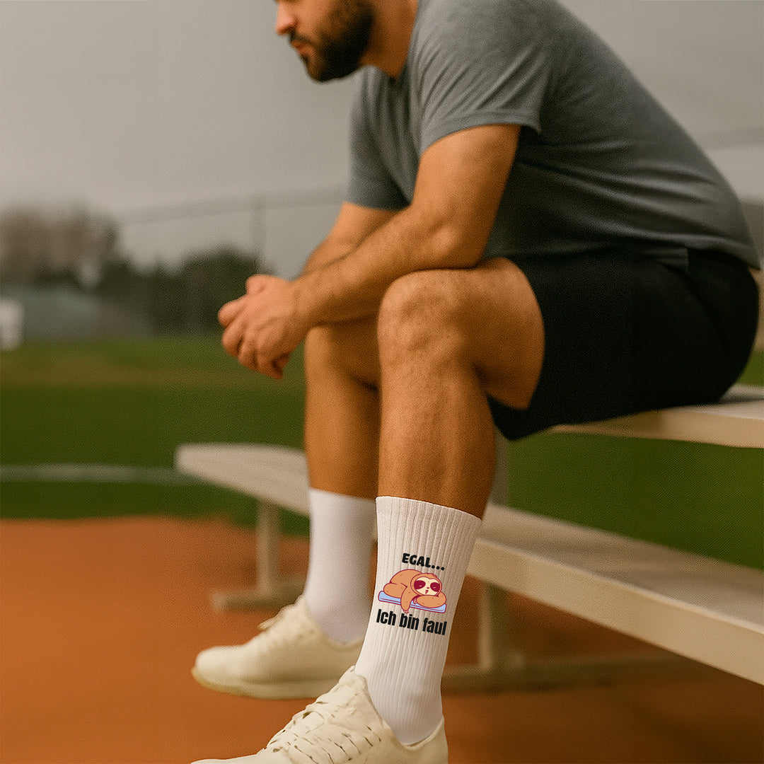 Socken „Egal. Ich bin faul.“ – Lustige Spruchsocken | Fun & Chill Socks | Geschenk für Faule & Genießer | Made in Europe