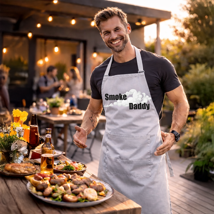 Grillschürze „Smoke Daddy“ – Lustige BBQ Schürze für Männer | Perfektes Geschenk für Grillmeister & Smoker Fans