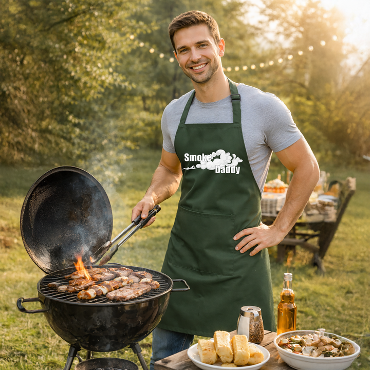 Grillschürze „Smoke Daddy“ – Lustige BBQ Schürze für Männer | Perfektes Geschenk für Grillmeister & Smoker Fans