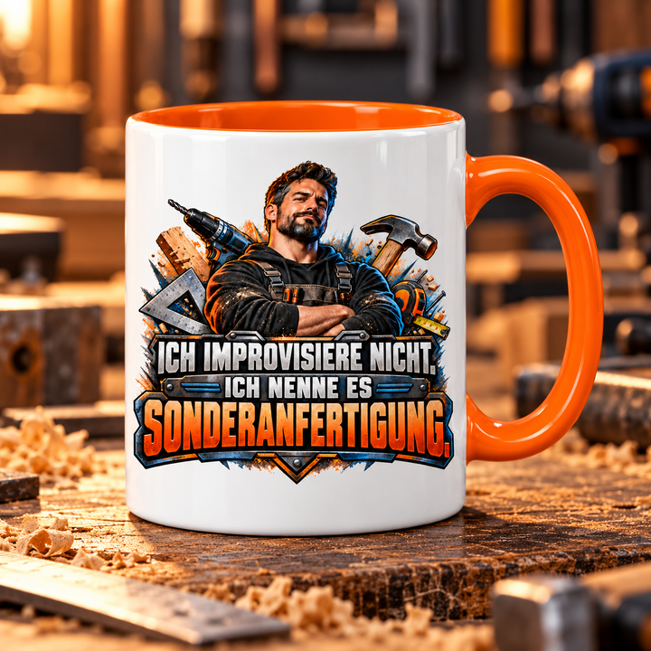 Handwerker Tasse als Geschenk in der Werkstatt