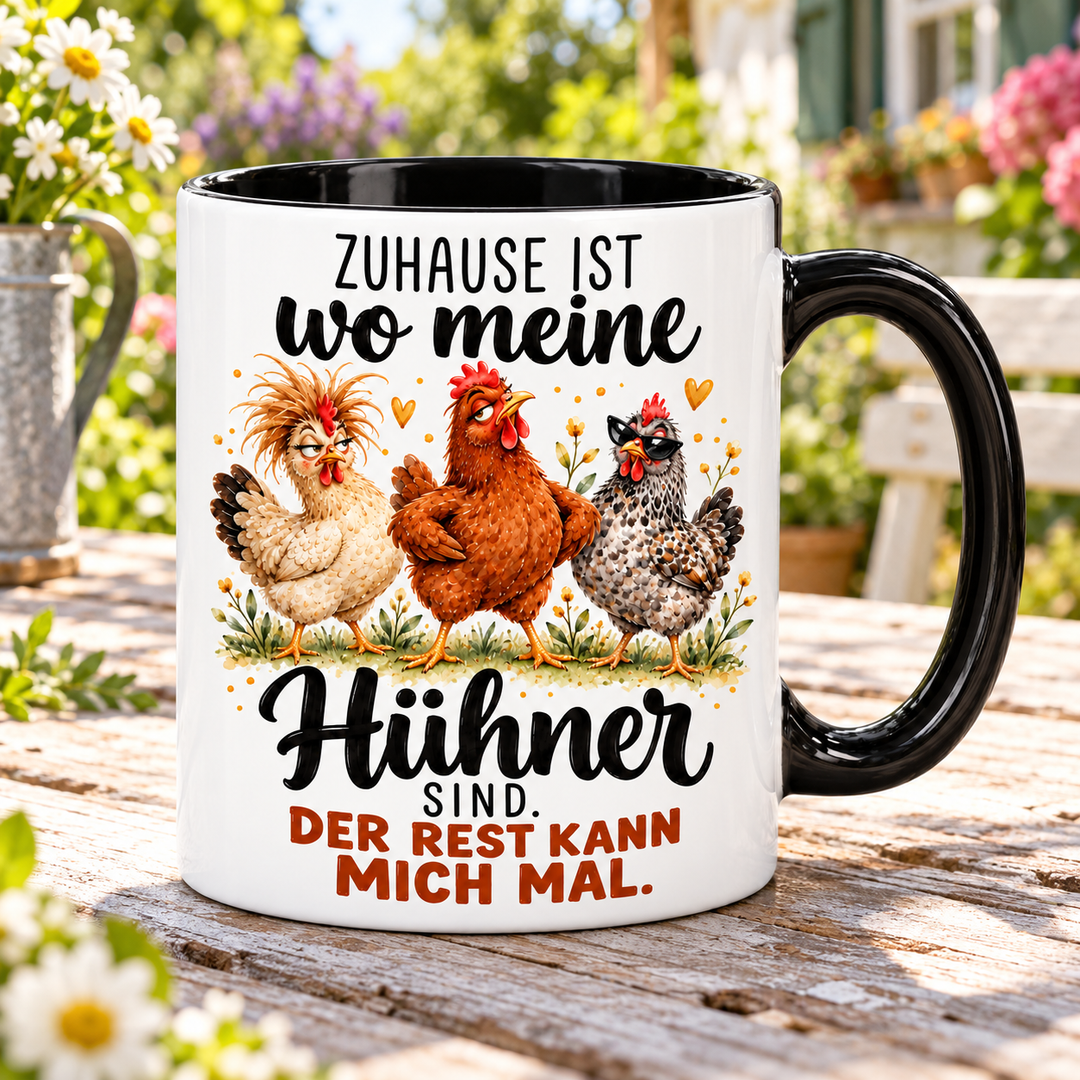 Freche Hühner-Tasse – Zuhause ist, wo meine Hühner sind – lifestyle