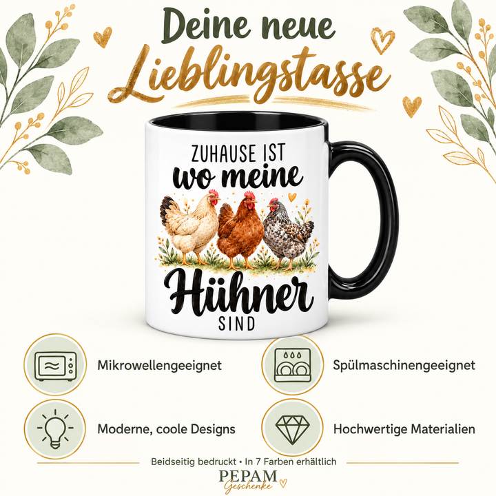 Hühner-Tasse Zuhause ist wo meine Hühner sind – vorteile