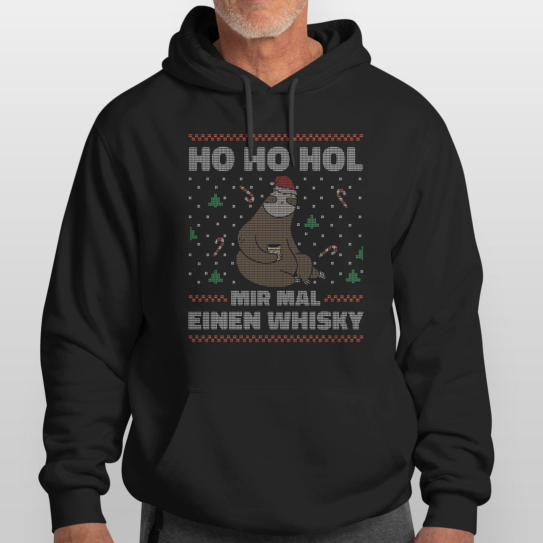 HO HO Hol mir ein Whiskey Hoodie – Lustiges Weihnachts-Faultier-Design | Witziges Geschenk für Whiskey-Liebhaber zur Weihnachtszeit