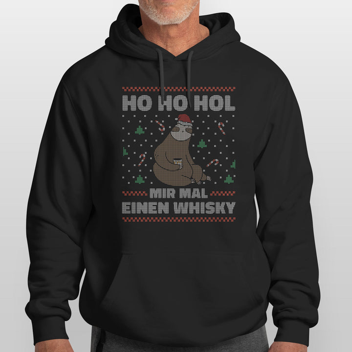 HO HO Hol mir ein Whiskey Hoodie – Lustiges Weihnachts-Faultier-Design | Witziges Geschenk für Whiskey-Liebhaber zur Weihnachtszeit