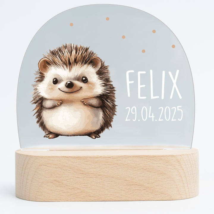 Personalisierte LED-Nachtlampe – Igel mit Name