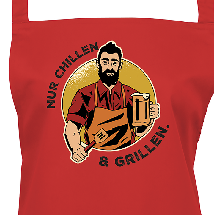 Grillschürze „Nur chillen und grillen“ – Lustige BBQ Schürze für Männer | Perfektes Geschenk für Grillfans