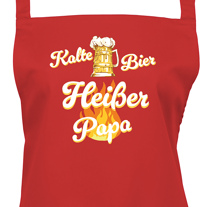 Grillschürze „Kalte Bier, heißer Papa“ – Lustige BBQ Schürze | Perfektes Geschenk für Vatertag & Grillmeister