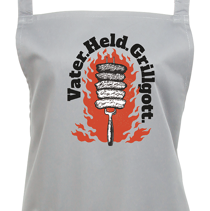 Grillschürze „Grillgott“ – Lustige BBQ Schürze für Männer | Perfektes Geschenk für Grillmeister & Vatertag