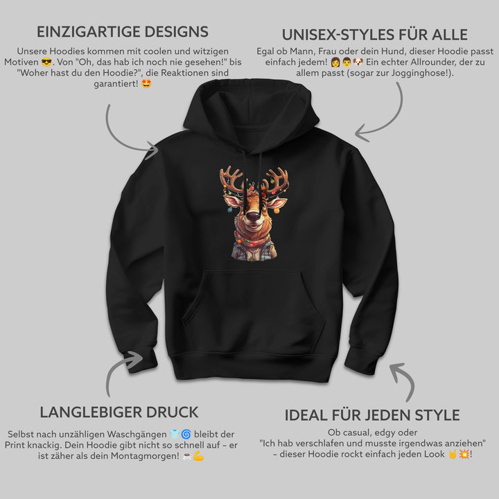 Cooler Weihnachtselch Hoodie – Lustiger Weihnachts-Pullover für die Festtage | Perfektes Geschenk für Elch-Fans
