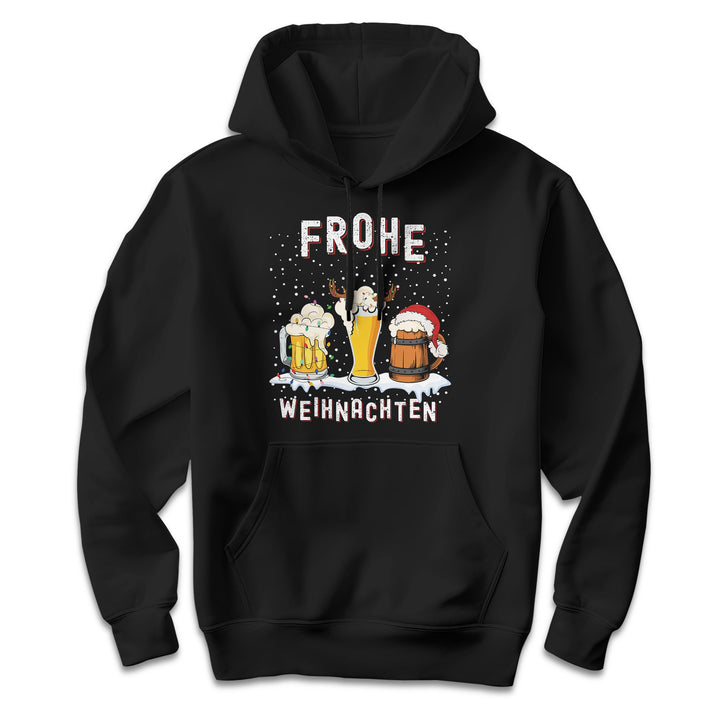 Frohe Weihnachten Bier Hoodie – Lustiges Design mit 3 Biergläsern | Perfektes Geschenk für Bierliebhaber