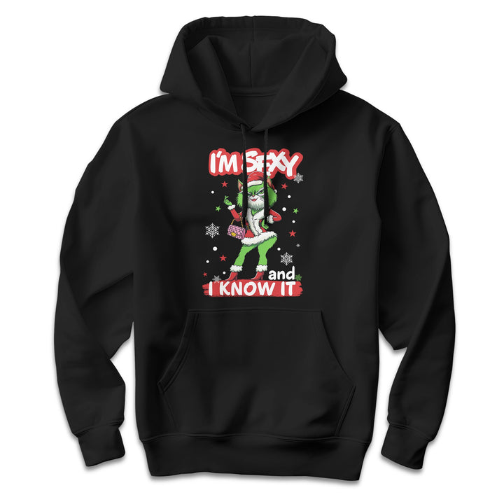 I'm Sexy and I Know It Hoodie – Lustiges Design mit cooler grüner Katze | Humorvolles Geschenk für Katzen-Fans