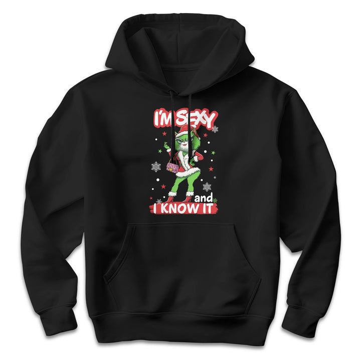 I'm Sexy and I Know It Hoodie – Lustiges Design mit cooler grüner Katze | Humorvolles Geschenk für Katzen-Fans