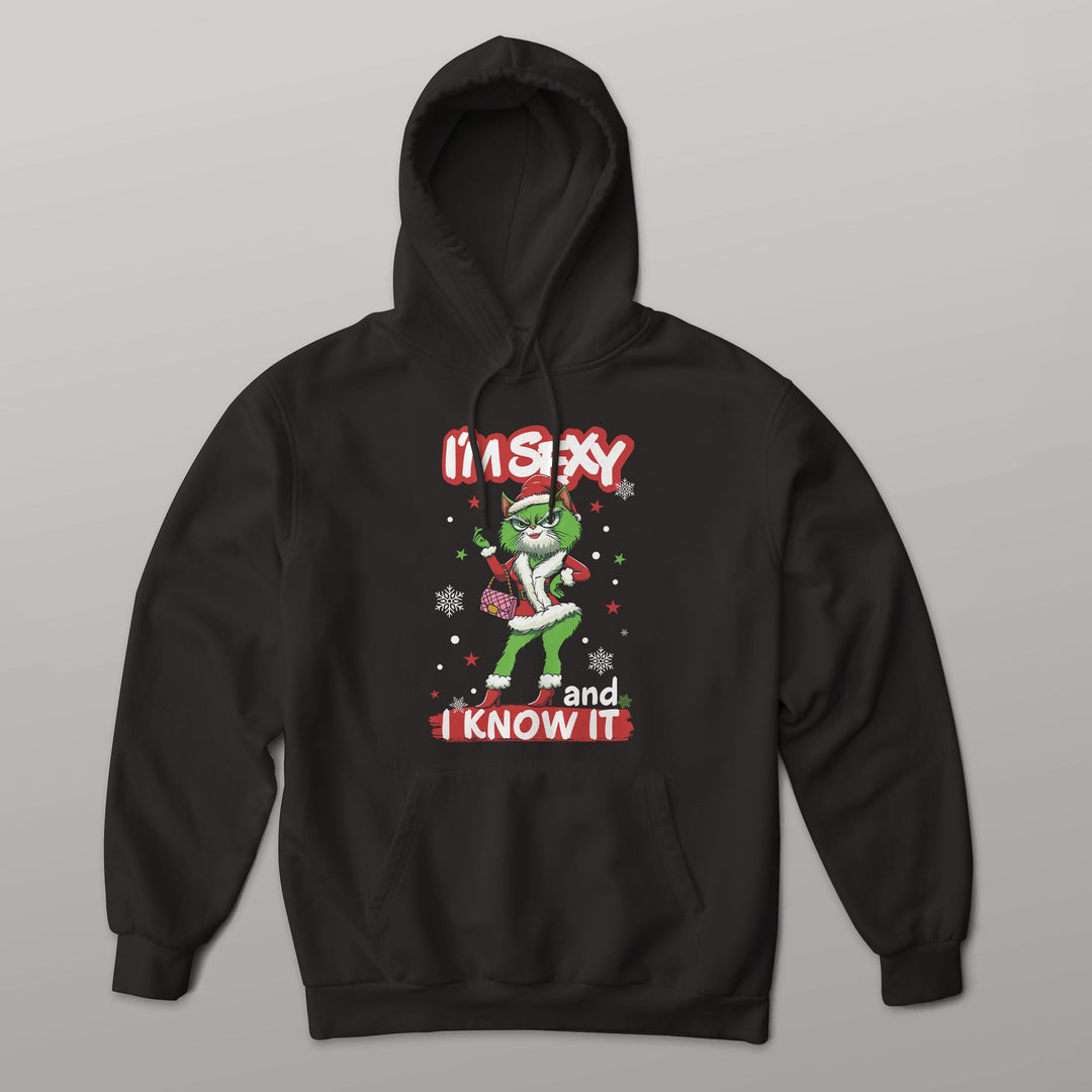 I'm Sexy and I Know It Hoodie – Lustiges Design mit cooler grüner Katze | Humorvolles Geschenk für Katzen-Fans