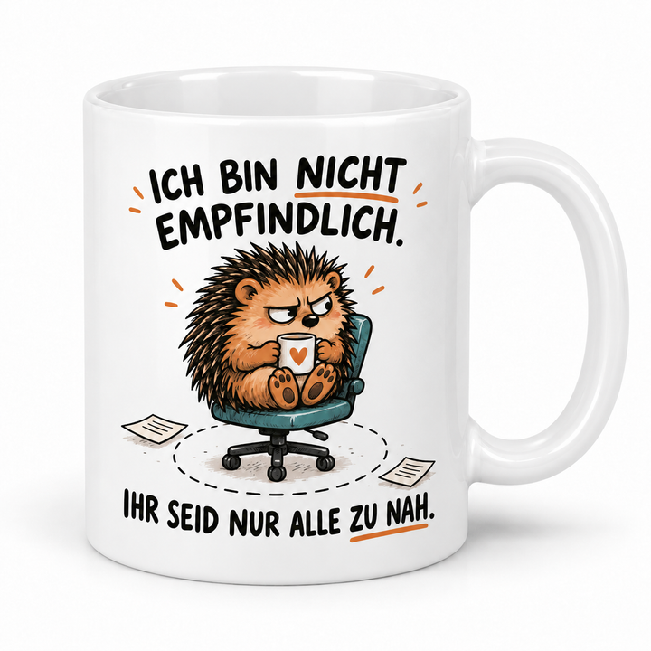 Lustige Igel-Tasse in Weiß – Ich bin nicht empfindlich