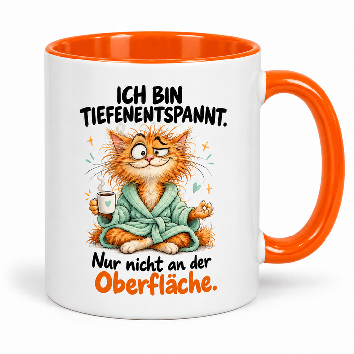 Katzen-Tasse – Ich bin tiefenentspannt – orange