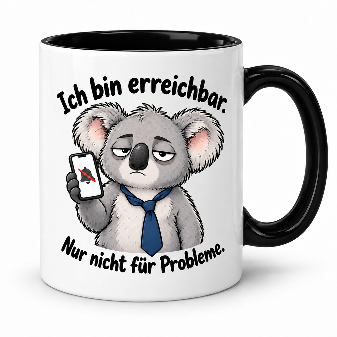 Lustige Koala-Tasse – Schwarz