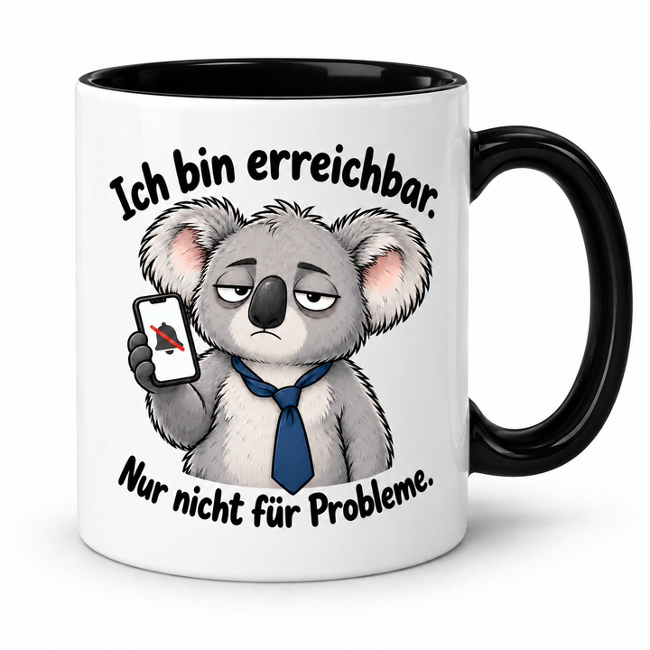Lustige Koala-Tasse – Schwarz