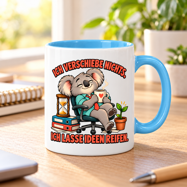 Lustige Koala-Tasse im Homeoffice – Lifestyle