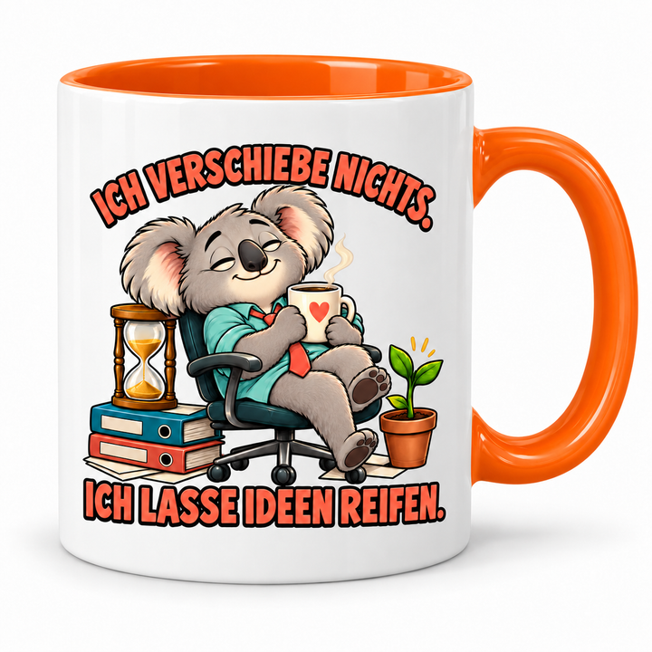 Lustige Koala-Tasse – Ich verschiebe nichts – Orange