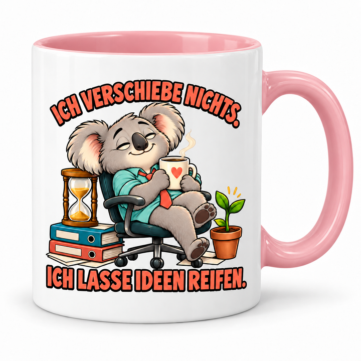 Lustige Koala-Tasse – Ich verschiebe nichts – Rosa