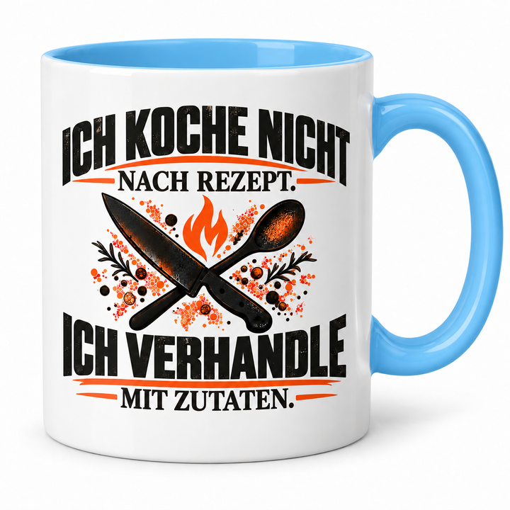 Koch-Tasse mit Spruch in Blau – PEPAM Geschenke