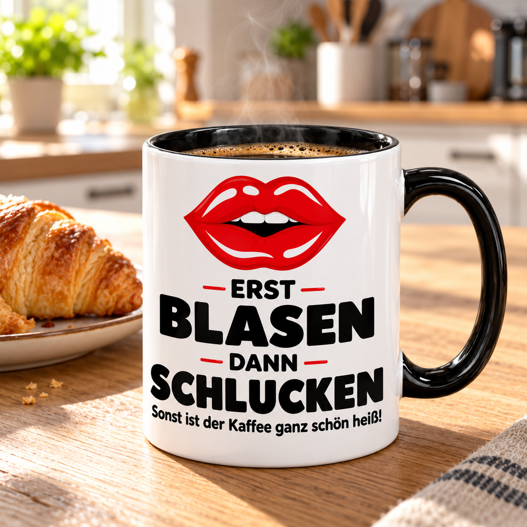 Kussmund-Tasse Erst blasen, dann schlucken – Kaffeepause am Frühstückstisch