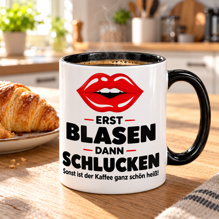 Kussmund-Tasse Erst blasen, dann schlucken – Kaffeepause am Frühstückstisch