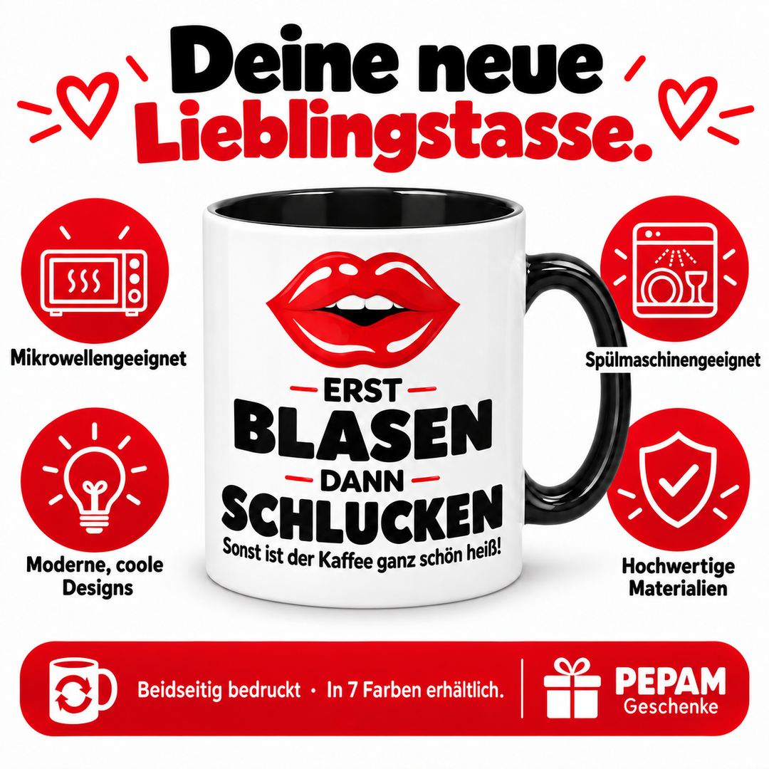 Kussmund-Tasse Erst blasen, dann schlucken – Vorteile und Pflege