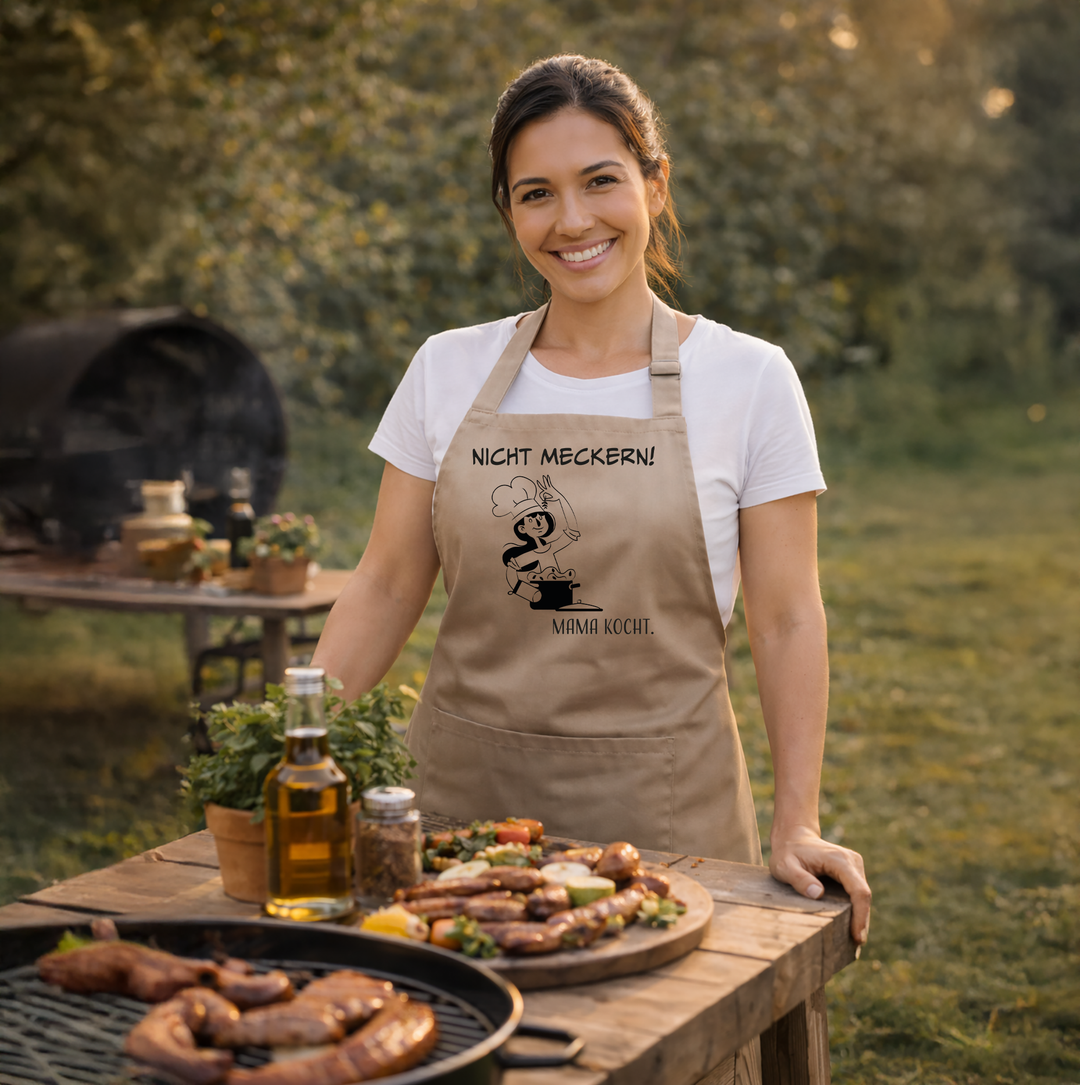 Kochschürze „Nicht meckern! Mama kocht“ – Lustige Schürze für Mama | Perfektes Geschenk für Muttertag