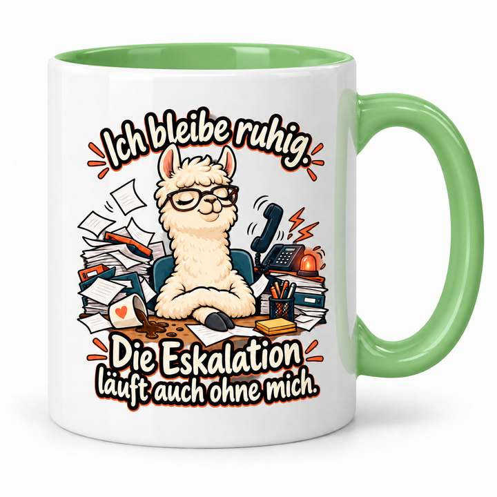 Lustige Lama-Tasse – Grün