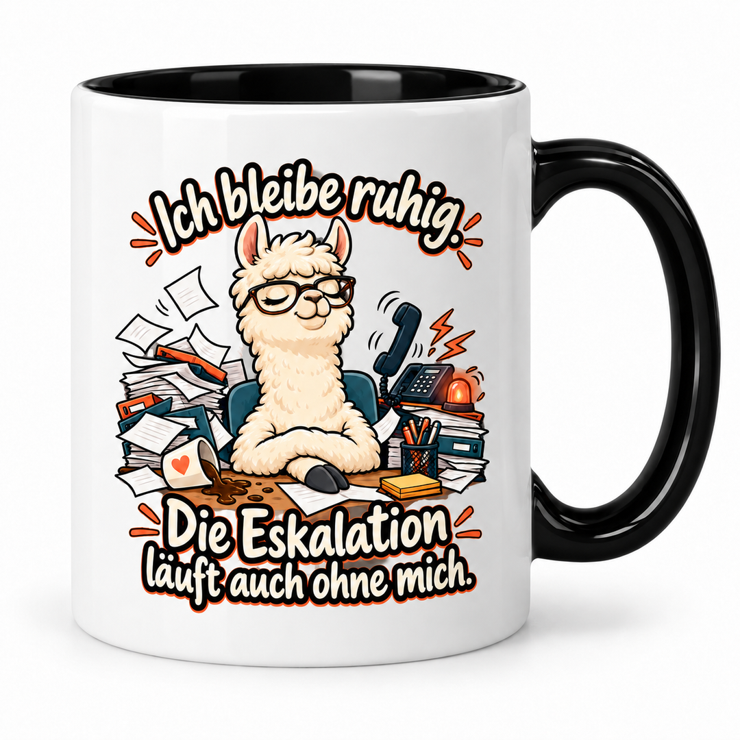 Lustige Lama-Tasse – Schwarz