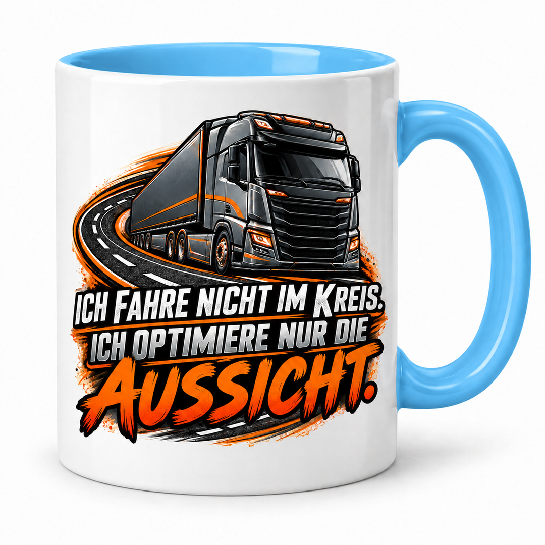 LKW-Fahrer-Tasse mit blauem Innenraum und Henkel