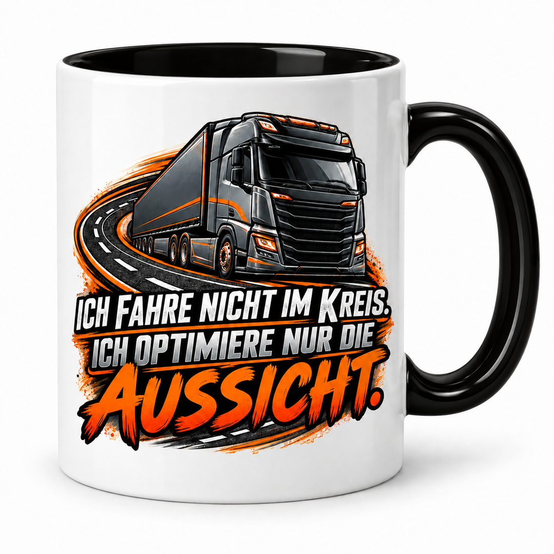 LKW-Fahrer-Tasse mit schwarzem Innenraum und Henkel