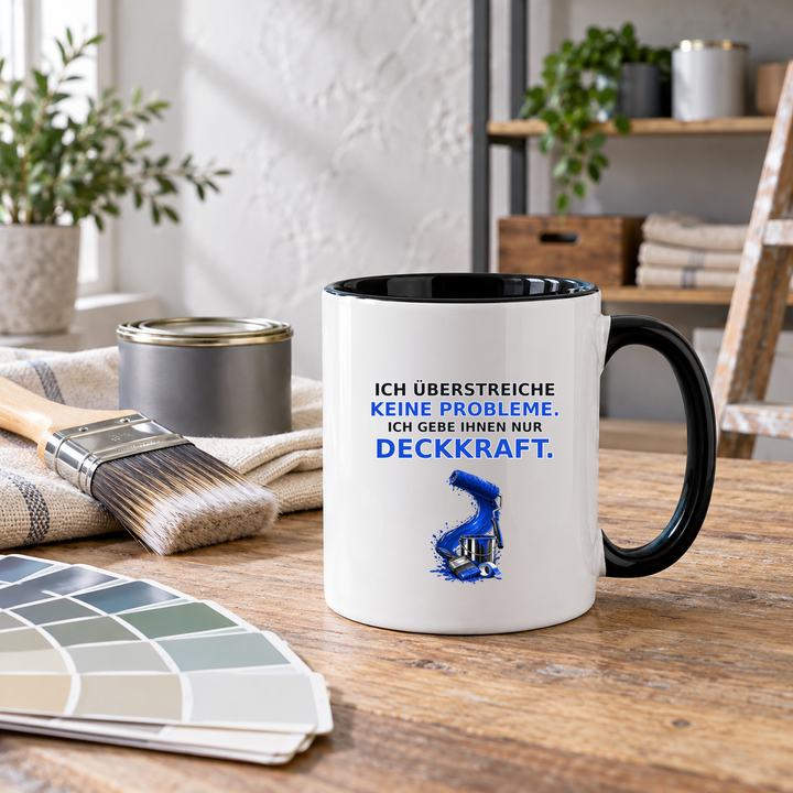 Maler-Tasse als Geschenk in einer modernen Werkstatt