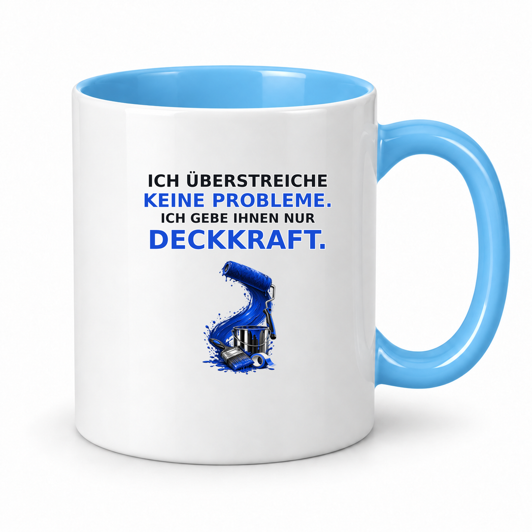 Maler-Tasse mit blauem Innenbereich und Henkel