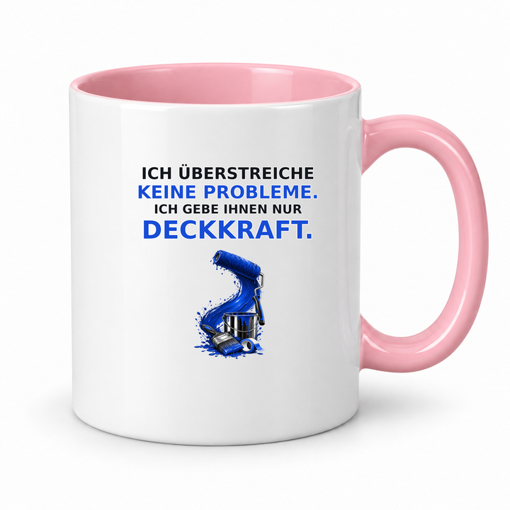 Maler-Tasse mit rosa Innenfarbe und Henkel