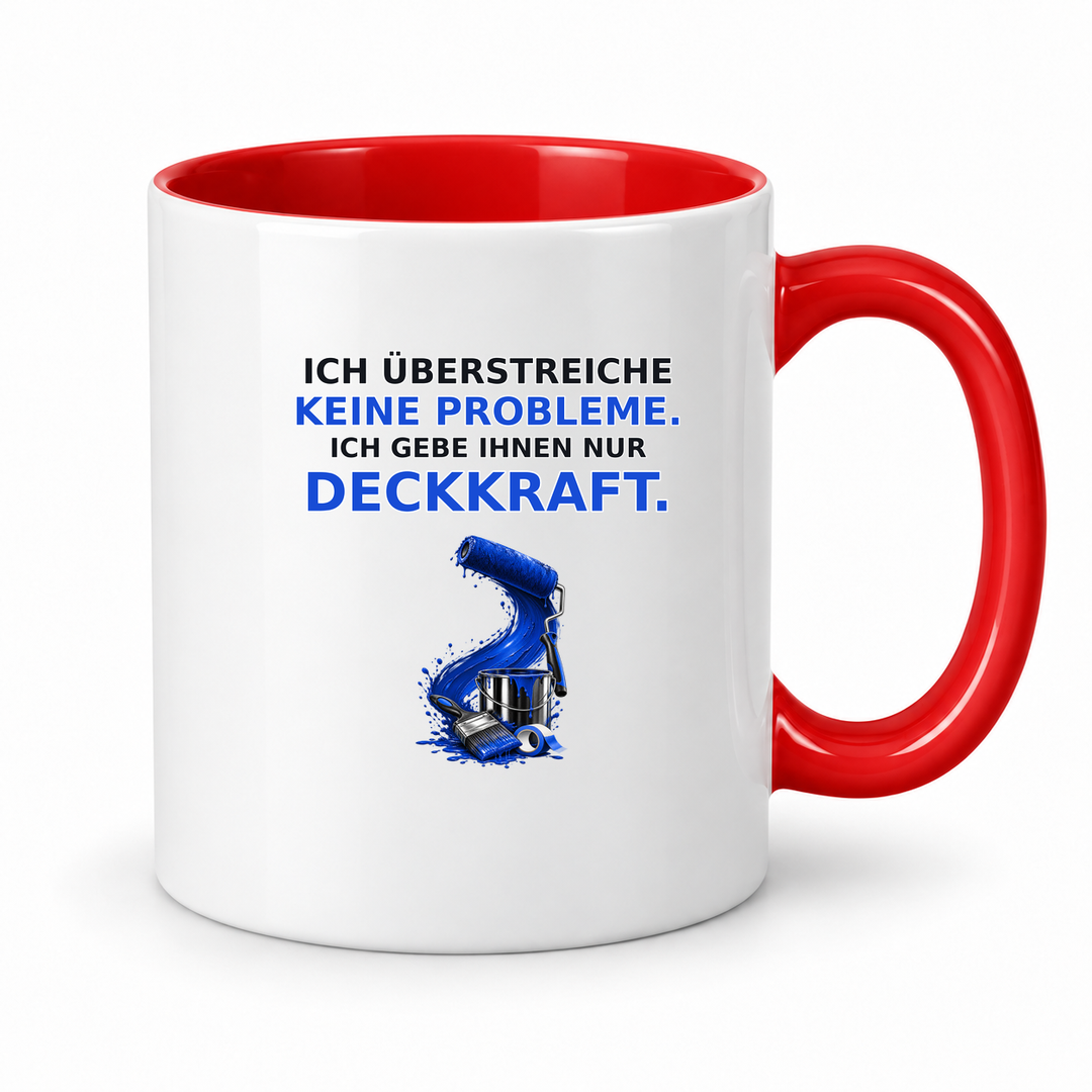 Maler-Tasse mit rotem Innenbereich und Henkel