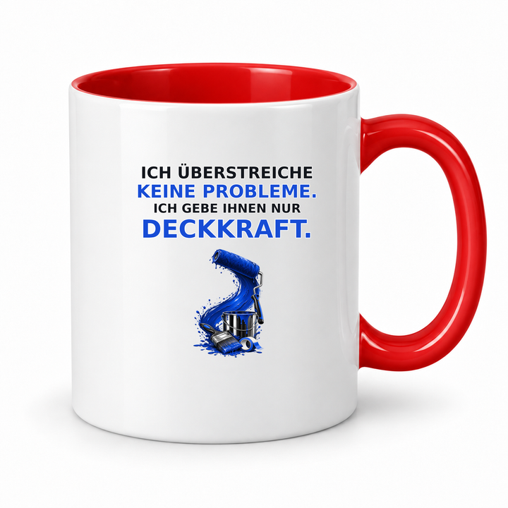 Maler-Tasse mit rotem Innenbereich und Henkel