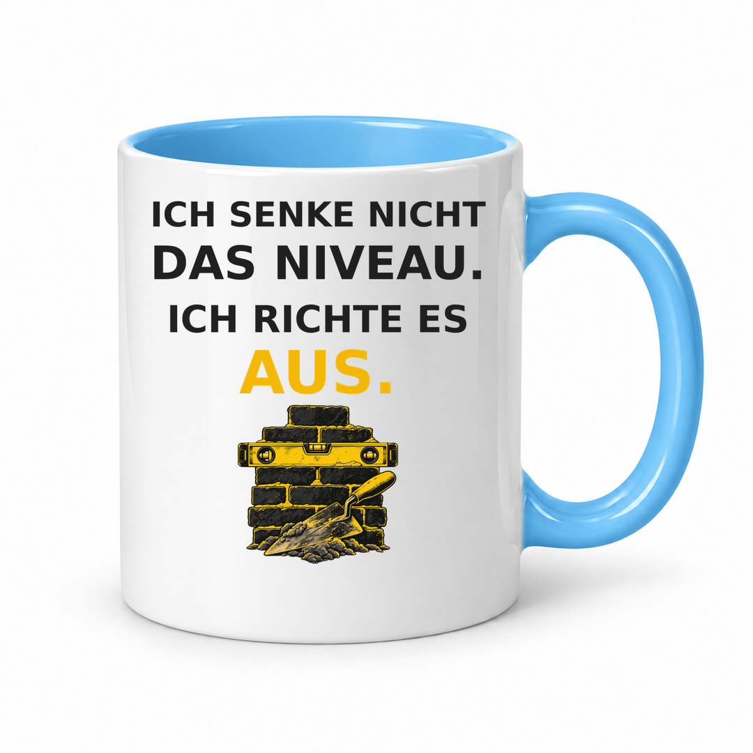 Maurer-Tasse mit Spruch – Blau