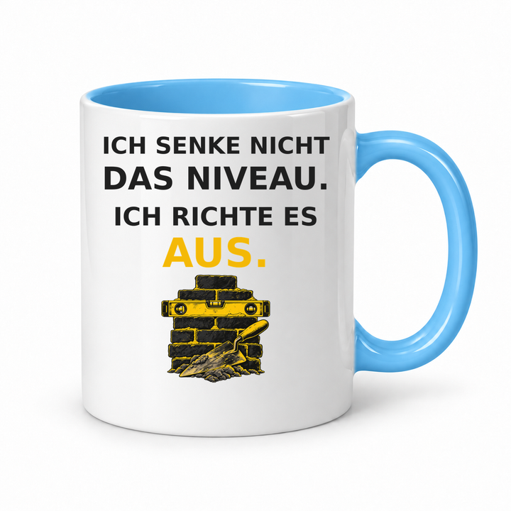 Maurer-Tasse mit Spruch – Blau