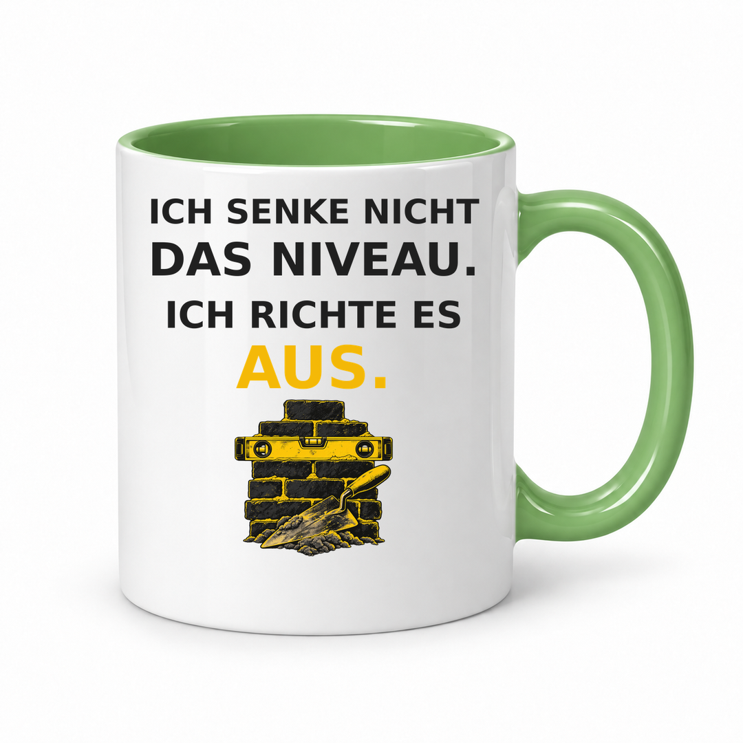 Maurer-Tasse mit Spruch – Grün