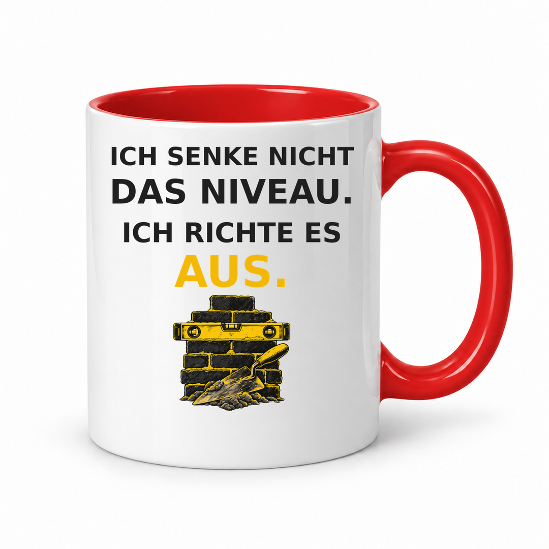 Maurer-Tasse mit Spruch – Rot